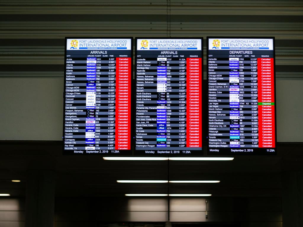 Flights across Florida were cancelled as the storm approached. Picture: AFP