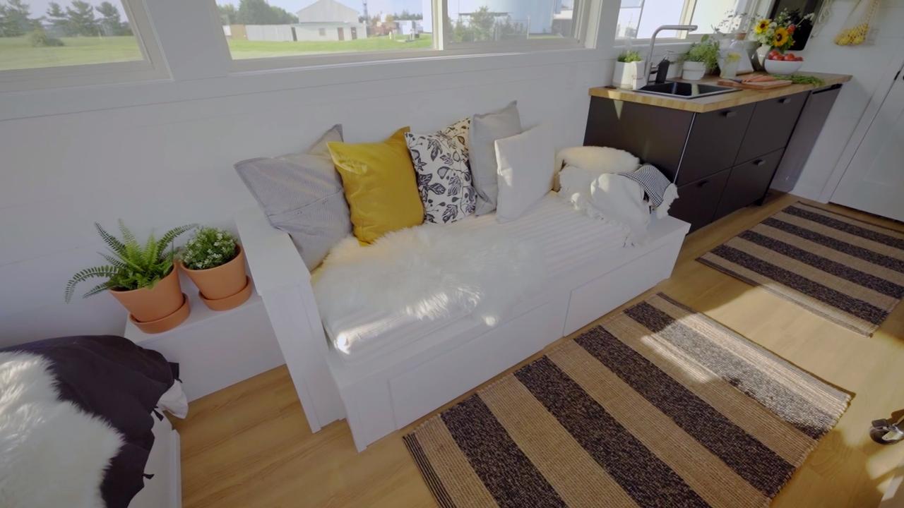 Room for a couch next to the kitchen. Picture: Ikea tiny home project