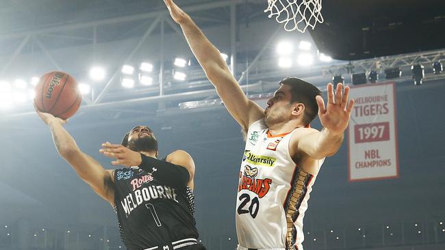 Melo Trimble shoots over Cairns’ Frbijan Krslovic. Picture: Getty Images