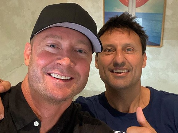 13/02/2020. Instagram post by Michael Clarke. Getting some tips from the great man @laurie_daley6 about how to wake up at 4am ‍♂️ looking forward to joining @bigsportsbrekky @skyracingau very soon