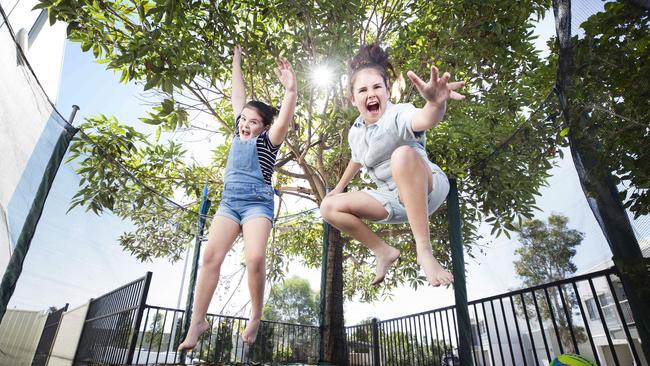 Lolly and Ever Cunningham get active outdoors. Picture: Renae Droop