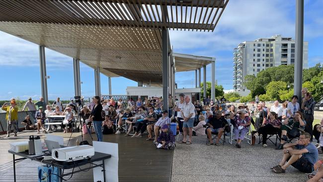 Dozens gathered to hear what Mr Andrew, Mrs McDonald and their other speakers had to say. Photo: Fergus Gregg