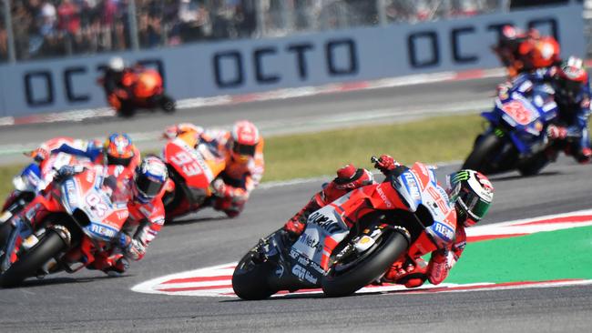 Lorenzo led the early laps from Dovizioso and Miller in a Ducati 1-2-3.