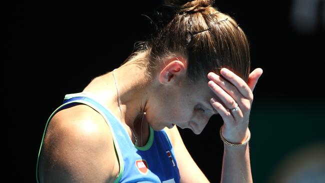 World No.2 Karolina Pliskova struggled in the heat. Picture: AAP