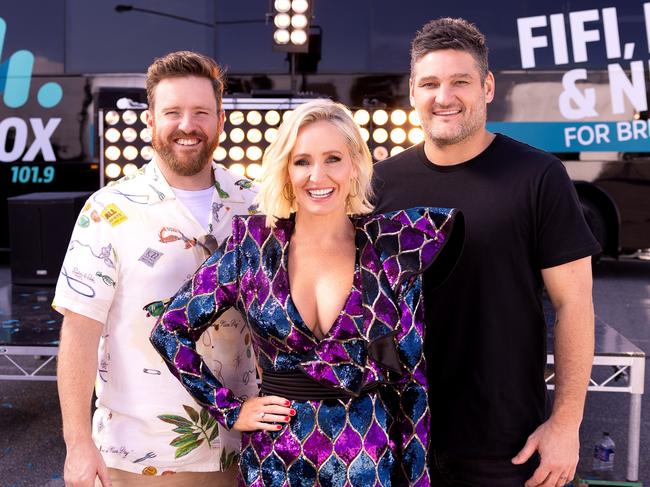 Nick Cody, Fifi Box and Brendan Fevola are in the running for the top radio spot. Picture: Fox FM.