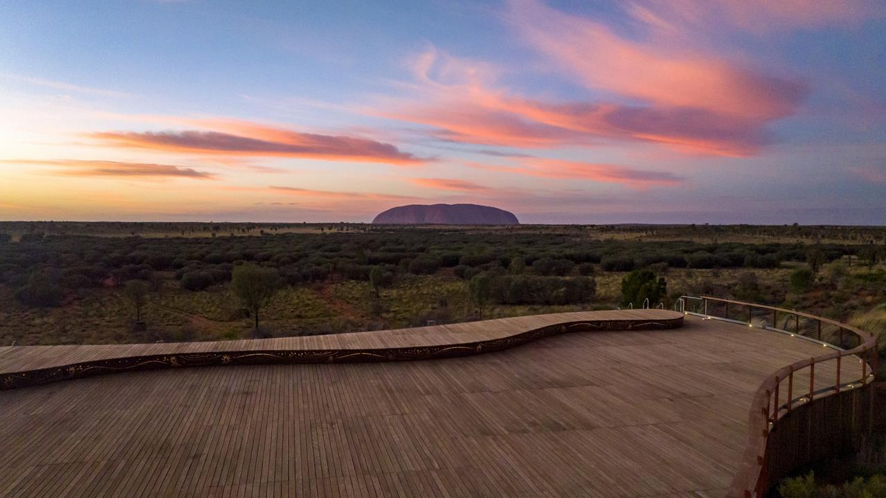 Dawn at Uluru from the platform where Sunrise Journeys is enjoyed
