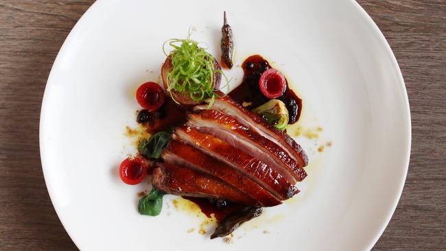 Tea smoked duck at innovative Japanese fine diner Wa Kenbo. Picture: Rebecca Michael