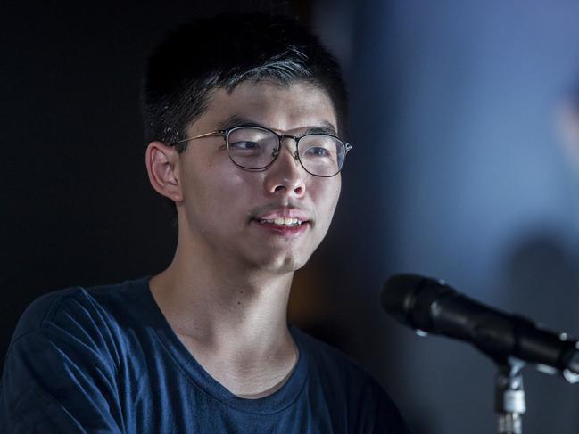 Pro-democracy activist Joshua Wong speaks at an anti-extradition bill rally in Hong Kong. Picture: Isaac Lawrence