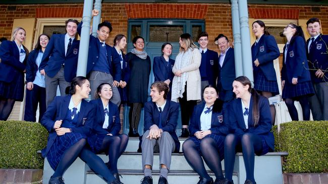 Magdalene Catholic High School year 11 students who recently travelled to Brewarrina, a small town in outback NSW, known for its high rates of poverty. (AAP Image/Angelo Velardo)