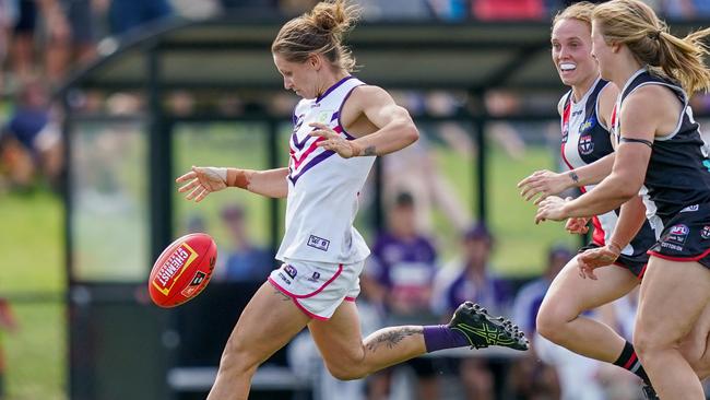 Dominant midfielder Kiara Bowers is a big reason why the Dockers are premiership favourites. Picture: AAP