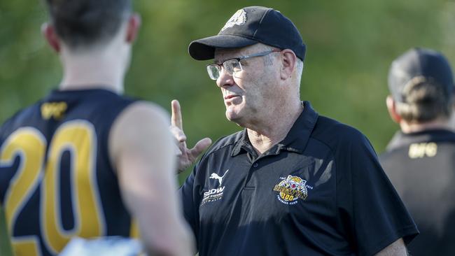 Rodney Eade was captured on tape giving his Balwyn players a spray. Picture: Valeriu Campan