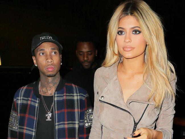 Kylie Jenner and Tyga goes to dinner with to Il Mulino with Kourtney, Kim, Kendall, Khloe Kardashian Pictured: Supplied.