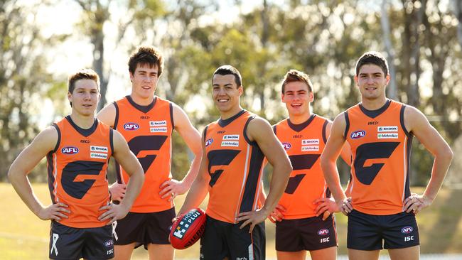 Toby Greene, Jeremy Cameron, Dylan Shiel, Stephen Coniglio and Tomas Bugg at the Giants in 2012.