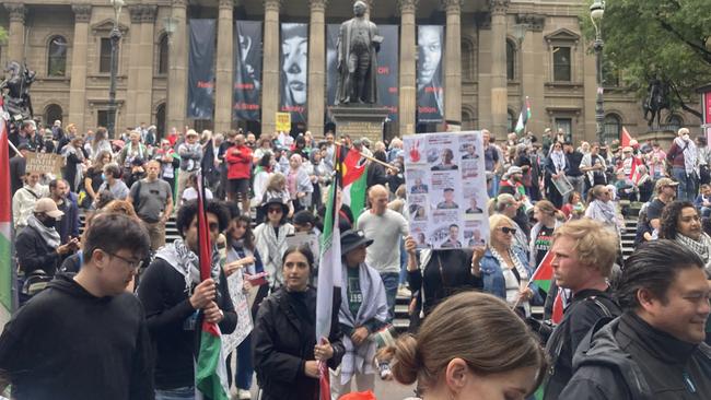 The protesters gathered in the CBD on Sunday.