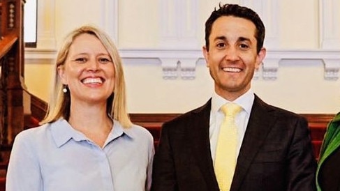 Opposition leader David Crisafulli with LNP Barron River candidate Bree James visiting parliament. Picture: Facebook