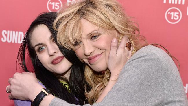 Mother and daughter ... Frances Bean Cobain and Courtney Love at the premiere of Montage of Heck at Sundance in January. Picture: Paul Marotta/Getty Images for Sundance