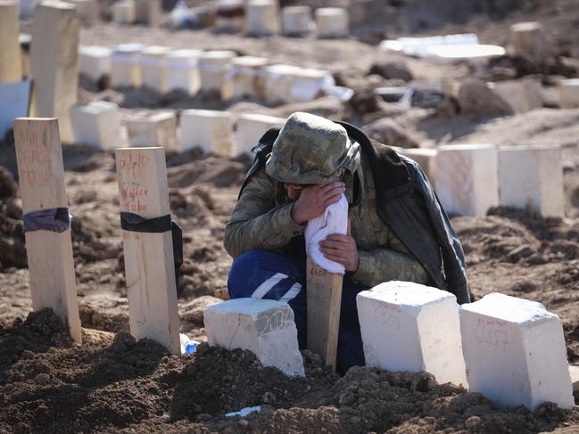 A man mourns relatives lost in the earthquake in Adiyaman, Turkey. Picture: Getty Images