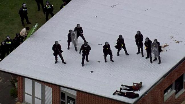 Riot police subdue detainees during a riot at Banksia Hill. Picture: ABC