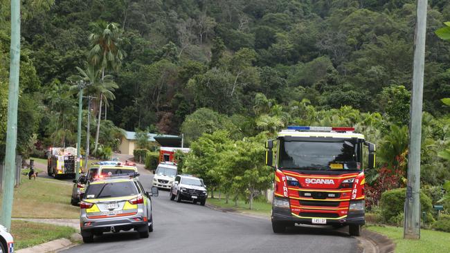 Emergency services parked in Waterfall Close, Edmonton, for the rescue of a teenager who reportedly fell from Isabella Falls on December 7, 2023. Picture: Catherine Duffy