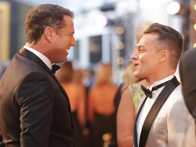 Stefanovic and Grant Denyer on the red carpet. Picture: Hamish Blair