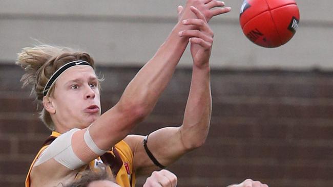 High flying Drysdale defender Luke Preece. Picture: Mark Wilson