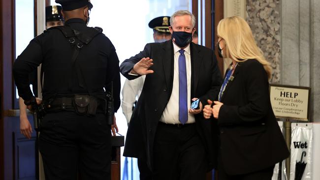 Former White House Chief of Staff Mark Meadows (C) arrives at the US Capitol. Picture: AFP.