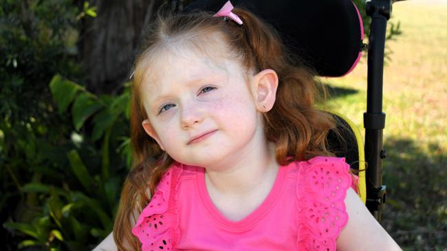 Elora Bremen, who turns five on October 31, as just one of 77 people in the world and probably the only person in Australia to have been diagnosed with Helsmoortel-Van der Aa (ADNP) Syndrome. Picture: Cameron Bates