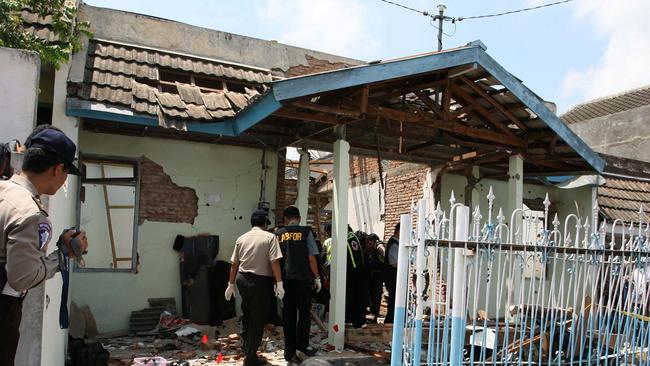 The explosives-laden house in East Java where terrorist Dr Azahari Husin met his end.