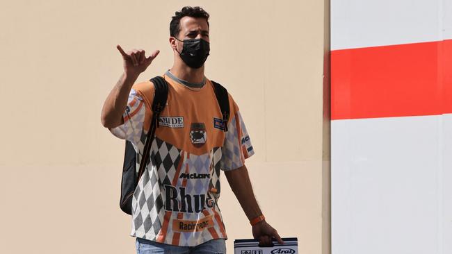 Ricciardo arrives at the track ahead of the practice session for the Abu Dhabi Formula One Grand Prix. Picture: Giuseppe CACACE/AFP