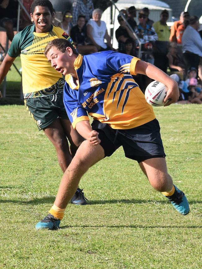 Shaun Devietti, Gilroy. Photographs from the Will Murdoch Perpetual Shield. The annual U14 rugby league competition, in its second year, involved Gilroy Santa Maria College, Ingham State High School and St Teresa's Catholic College Abergowrie. Picture: Cameron Bates