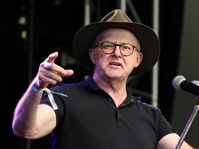 WOODFORD, AUSTRALIA - Newswire Photos DECEMBER 28, 2022: Australian Prime Minister Anthony Albanese speaking during the Festival Address at Woodford Folk Festival, Woodford, Queensland. Picture: NCA Newswire / Claudia Baxter