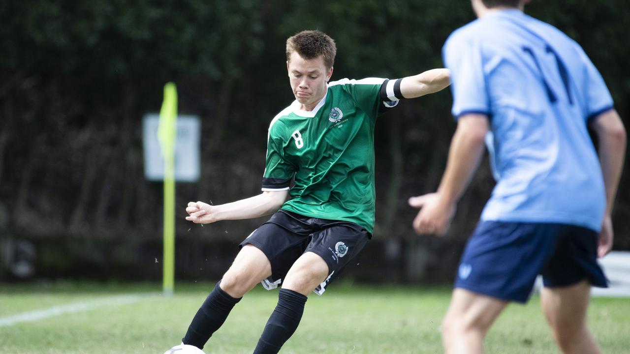 First XI football Brisbane Grammar School vs Brisbane Boys College. BBC #8 C Burrowes. August 8, 2020. Picture: Renae Droop