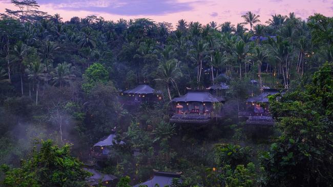 View across the valley of Capella Ubud, Bali.