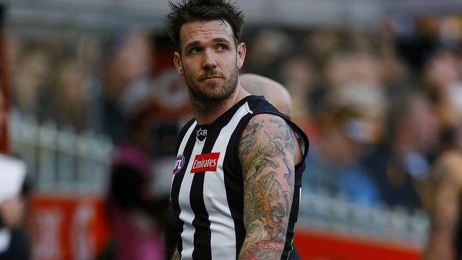 Dane Swan retired after suffering a serious leg injury in Round 1. Picture: Wayne Ludbey