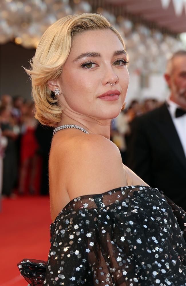 Florence Pugh kept her distance from director Olivia Wilde at the premiere. Picture: Getty