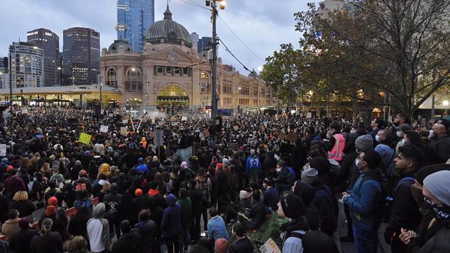 The Melbourne protest. Picture: Jason Edwards