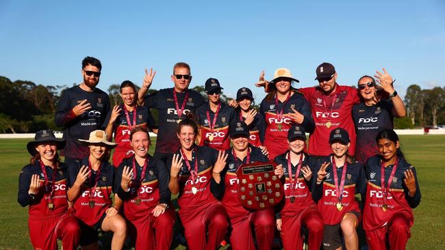 The 2024/2025 and back-to-back Katherine Raymont T20 Shield premiers, University of Queensland.