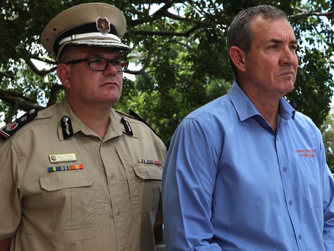 Corrections Commissioner Matthew Varley and Deputy Chief Minister Gerard Maley on Monday December 30. Picture: Zizi Averill