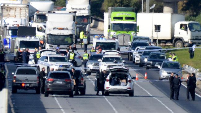 Trucks drivers stopped to help during the shocking incident. Picture: Andrew Henshaw