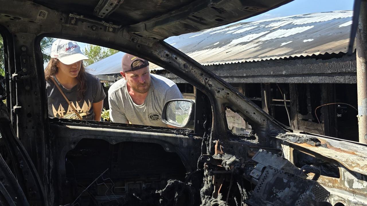 A car was destroyed in the blaze. Picture: Luke Kane.