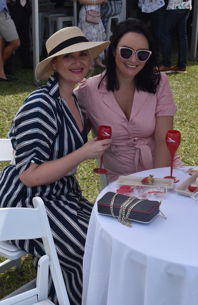 Bianca Mason and Jessie Spencer enjoy their day at the Polo By the Sea event in Maroochydore. Picture: Eddie Franklin