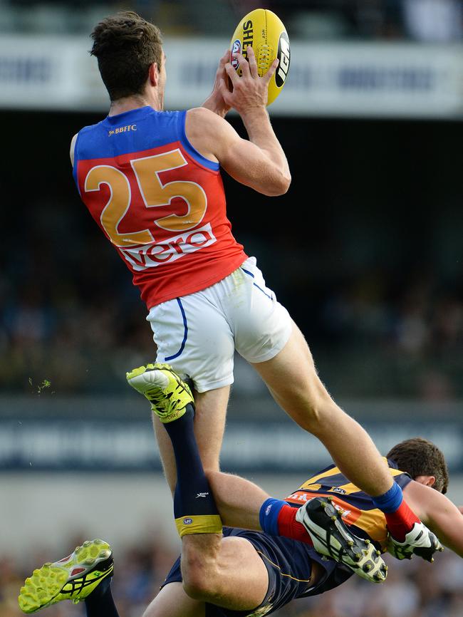 Daniel McStay has become a solid defender for the Lions who backs himself in the air. Picture: Daniel Wilkins