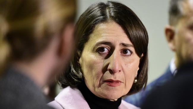 NSW Premier Gladys Berejiklian speaks to the media on Sunday morning. Picture: AAP Image/Bianca De Marchi