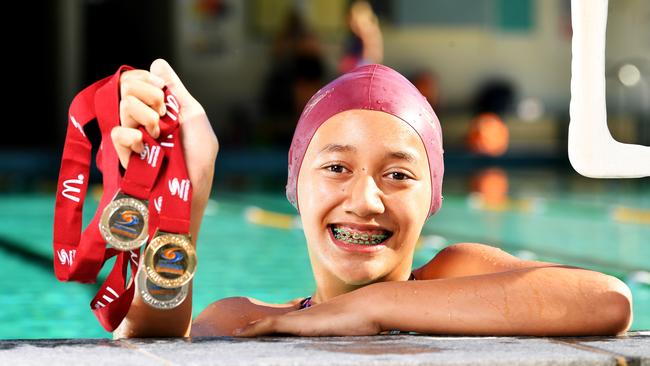 State Short Course Championships; Nala Iosefo 11, took home Gold 100m Breaststroke, Silver 50 Breaststroke and Silver 50 Fly. Picture: Alix Sweeney