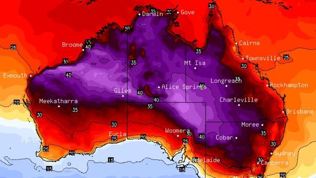 On Sunday, particularly inland areas, could see temperatures north of 40C. Picture: BSCH.