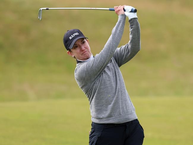 ST ANDREWS, SCOTLAND - AUGUST 21: Karrie Webb of Australia plays her second shot on the fourth hole during a Pro-Am ahead of the AIG Women's Open at St Andrews Old Course on August 21, 2024 in St Andrews, Scotland. (Photo by Luke Walker/Getty Images)