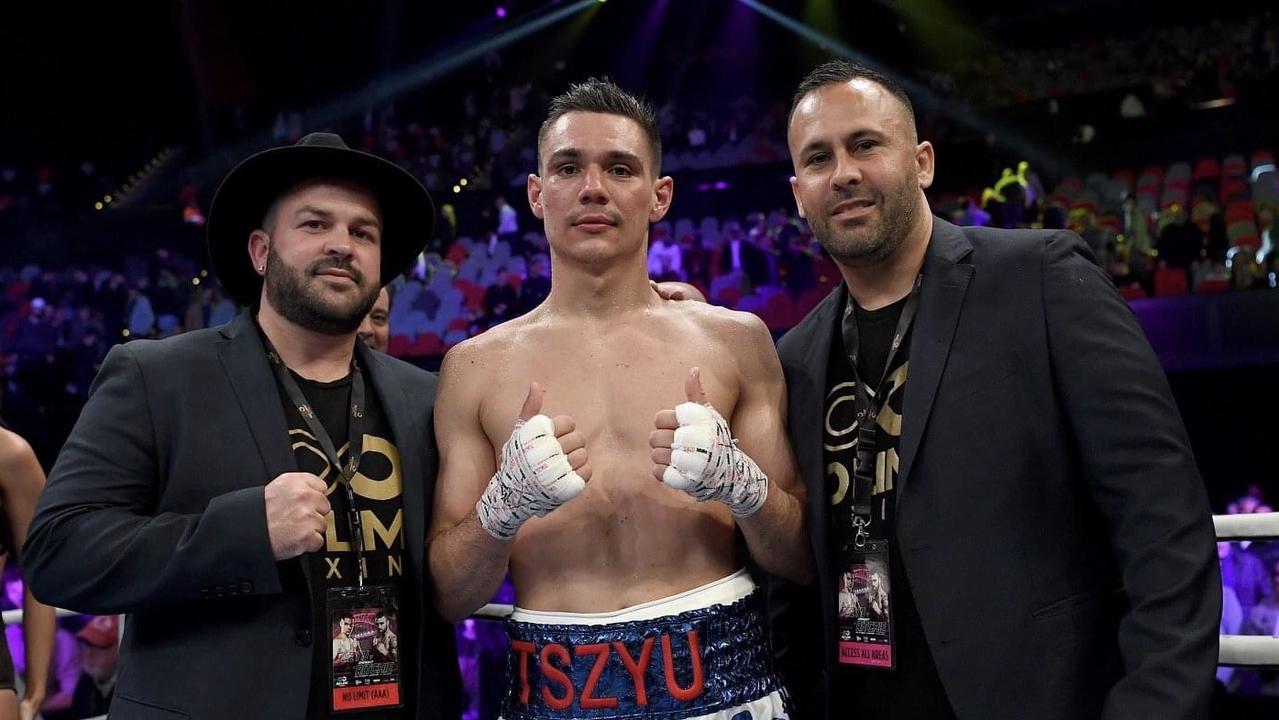 Brothers Trent and Matt Rose with Tim Tszyu.