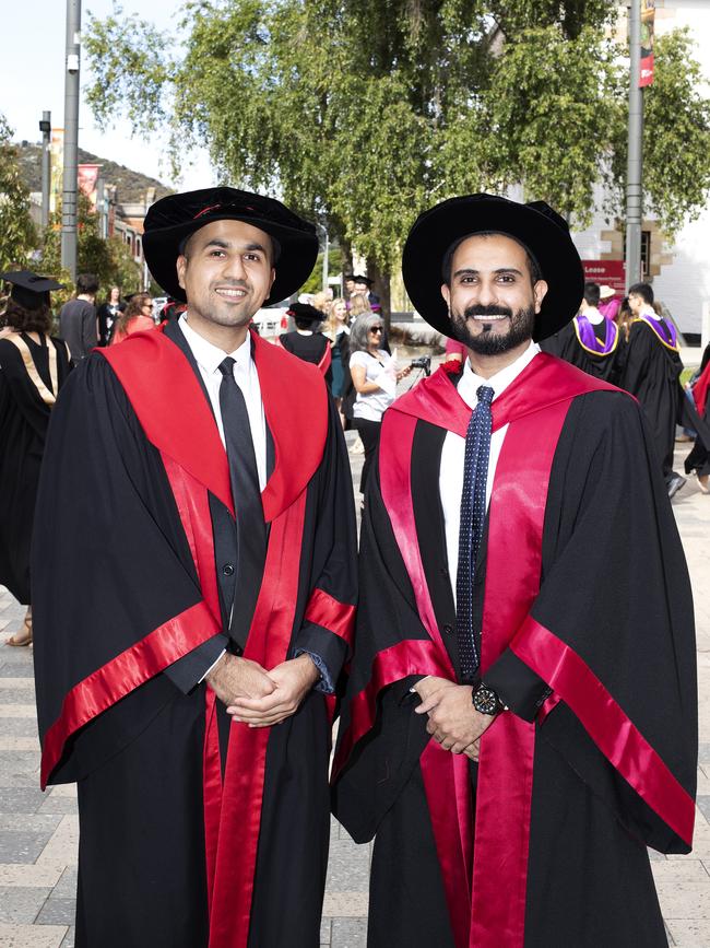 Kutaiba El- Bidairi and Monaaf Al- Falahi at the UTAS Graduation at Launceston. PICTURE CHRIS KIDD