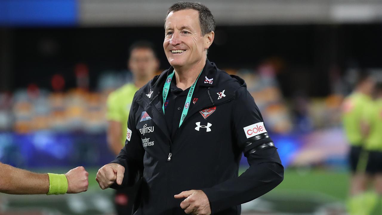 Essendon coach John Worsfold’s comments from early this year are in stark contrast to his recent calls for calm. (Photo by Jono Searle/AFL Photos/via Getty Images)