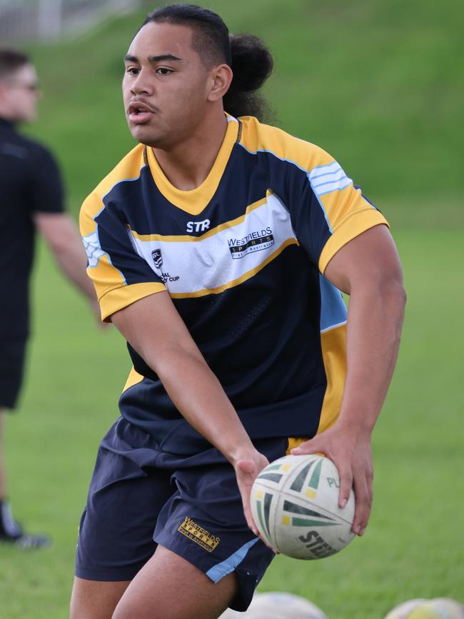 Westfields forward Sam Tuivaiti, 17, bulldozed his way into the Australian schoolboys side earlier this month. Picture: David Swift